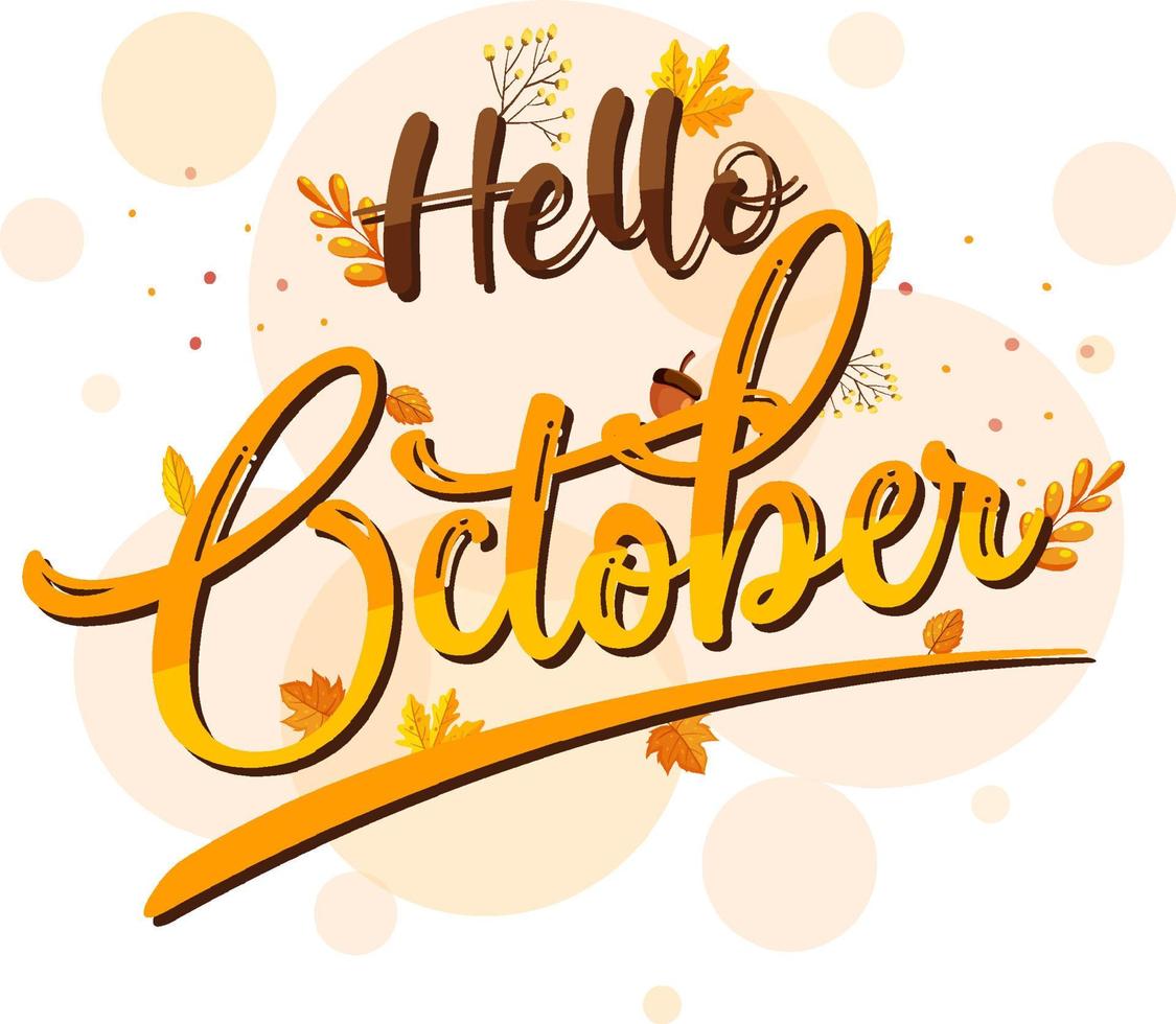 Hello October logo with ornamental autumn leaf 6158511 Vector Art at ...