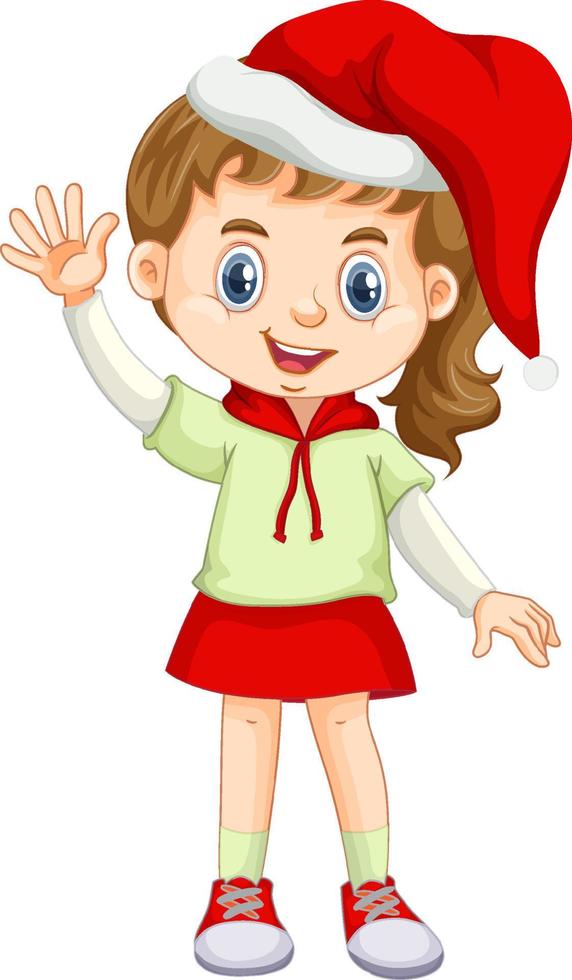 Cute girl in Christmas costume cartoon character vector