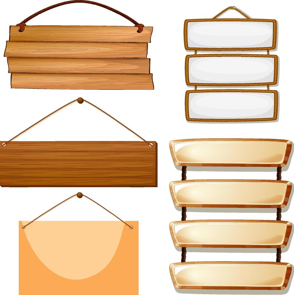 Set of wooden sign banner vector