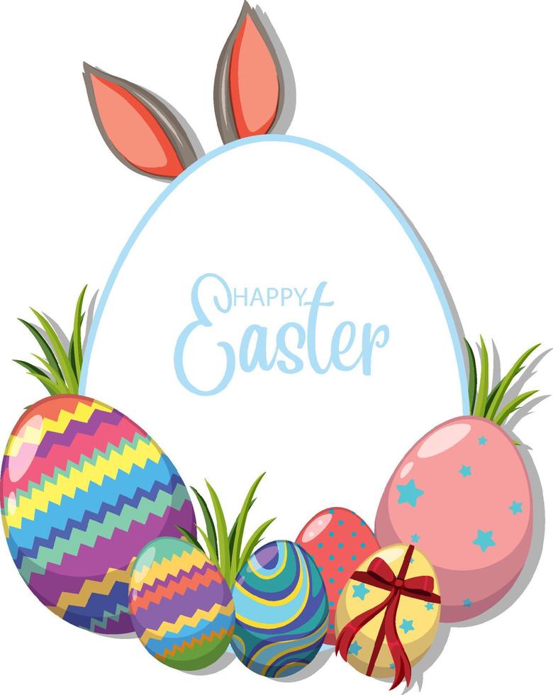 Happy Easter design with decorated eggs vector