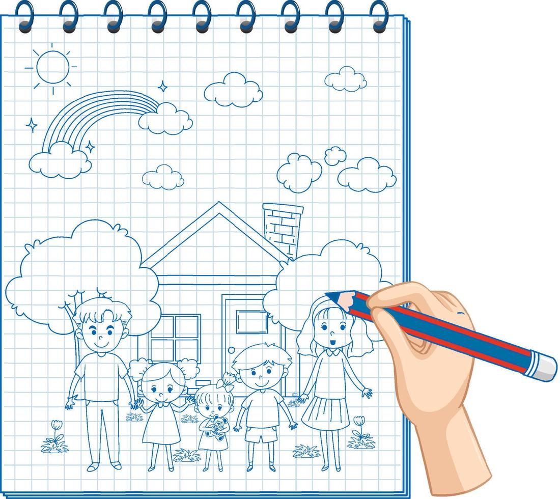 A notebook with a doodle sketch design at the cover page vector