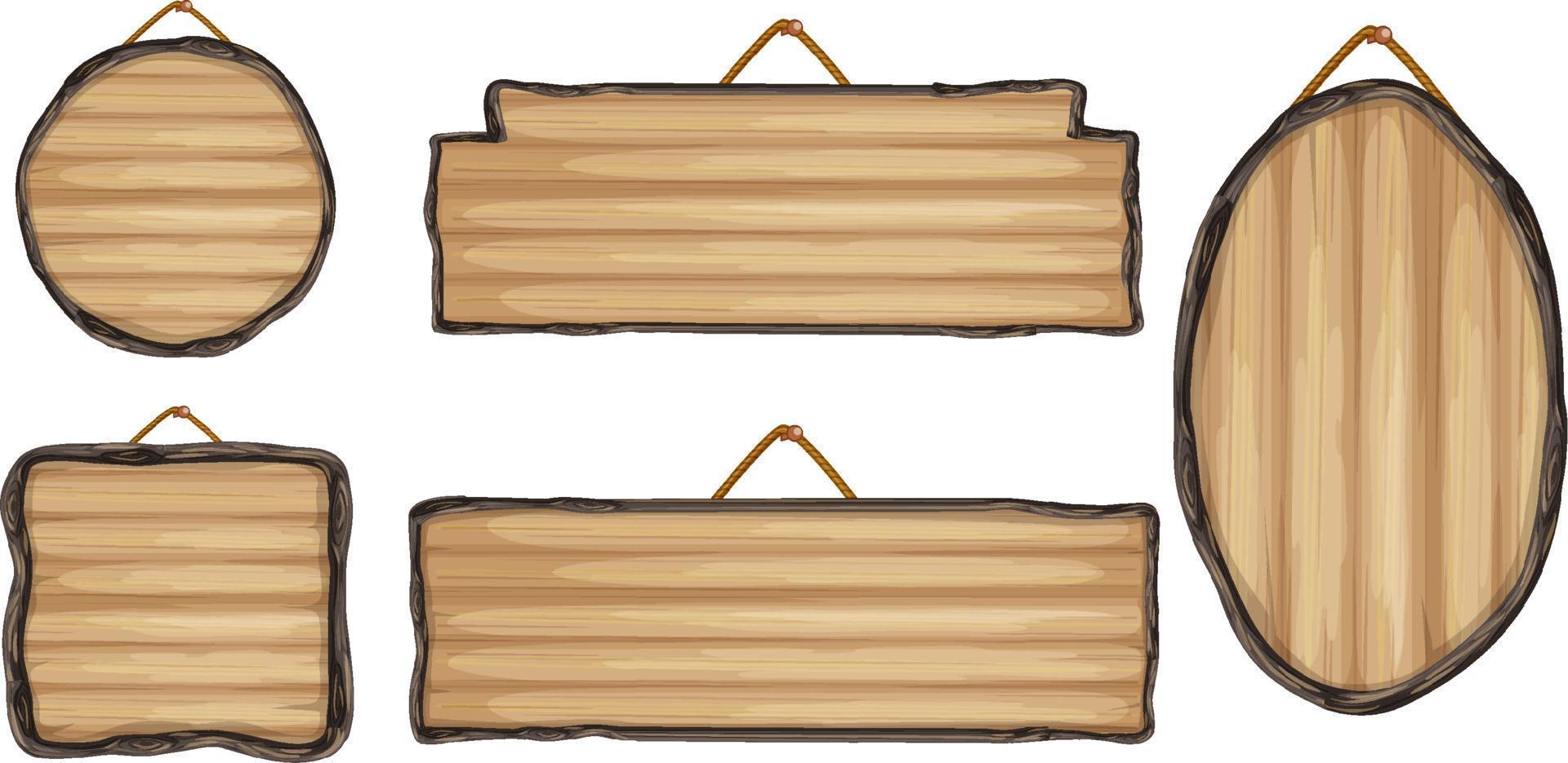 Set of wooden sign banner vector