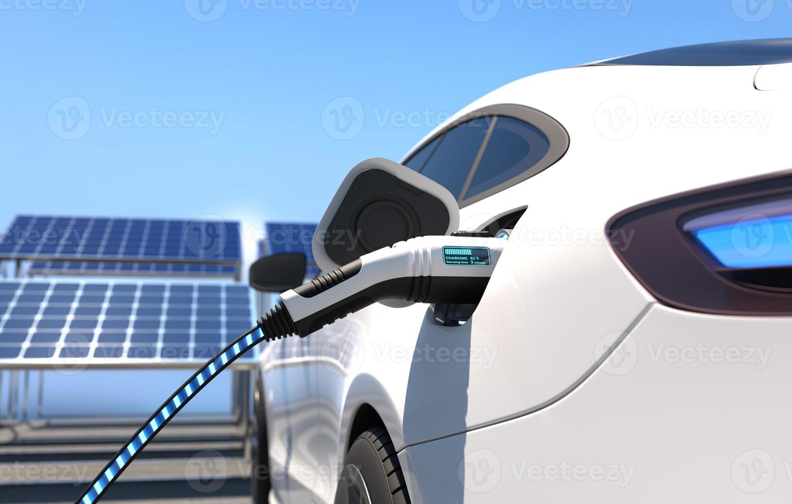 carga de energía de automóviles eléctricos, tecnología de carga, tecnología de llenado de energía limpia. foto