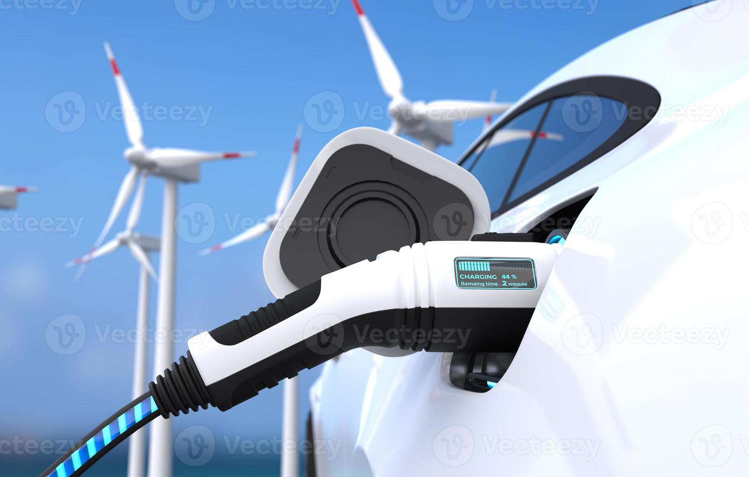 Electric car power charging, Charging technology, Clean energy filling technology. photo