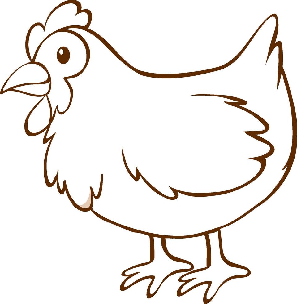 Chicken in doodle simple style on white background vector