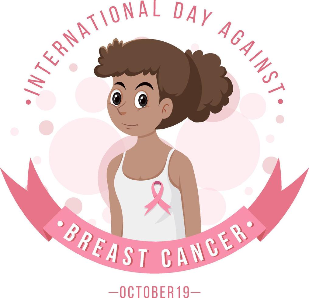 International Day Against Breast Cancer banner with a woman vector