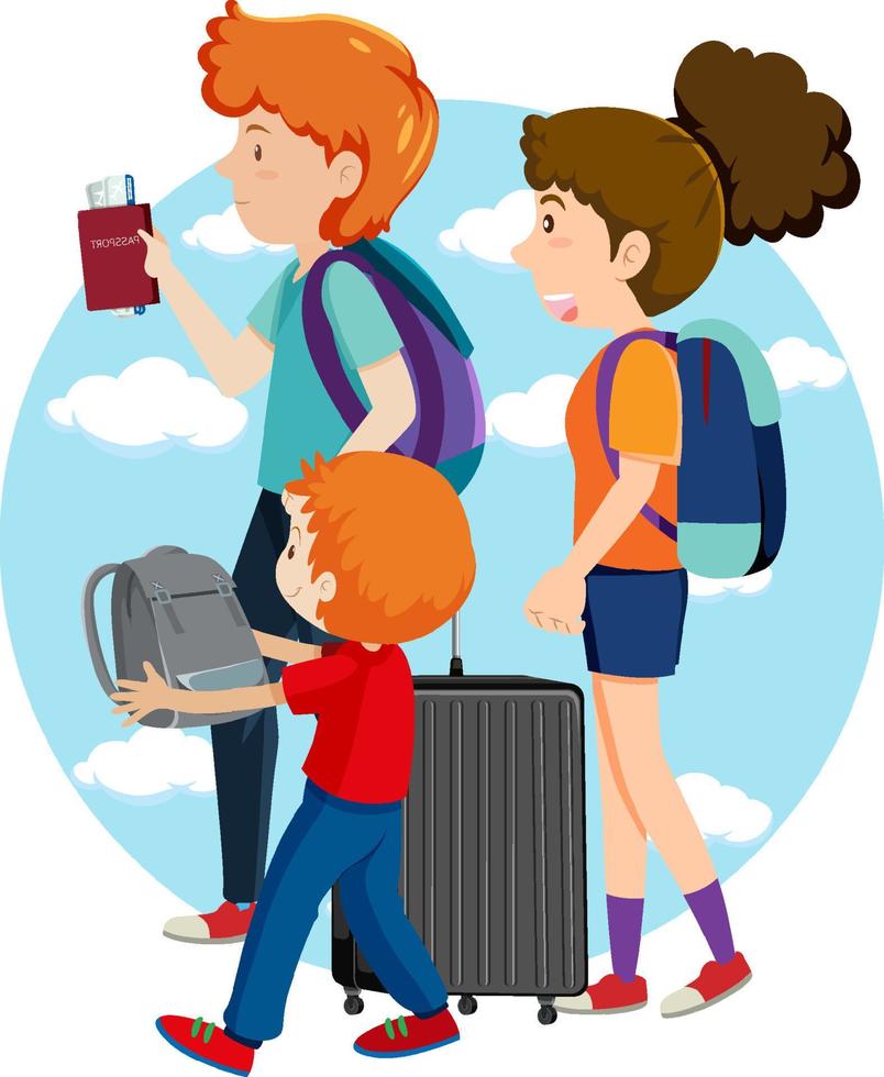 Family travel holiday theme with backpack vector