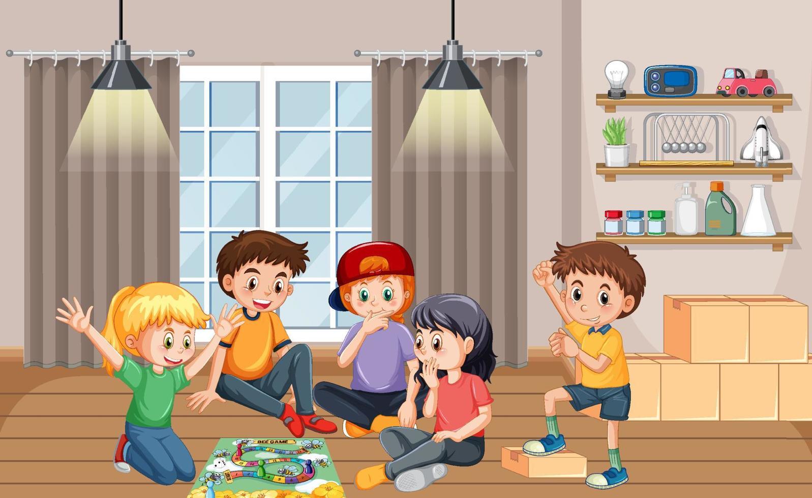 Children playing games in the room vector