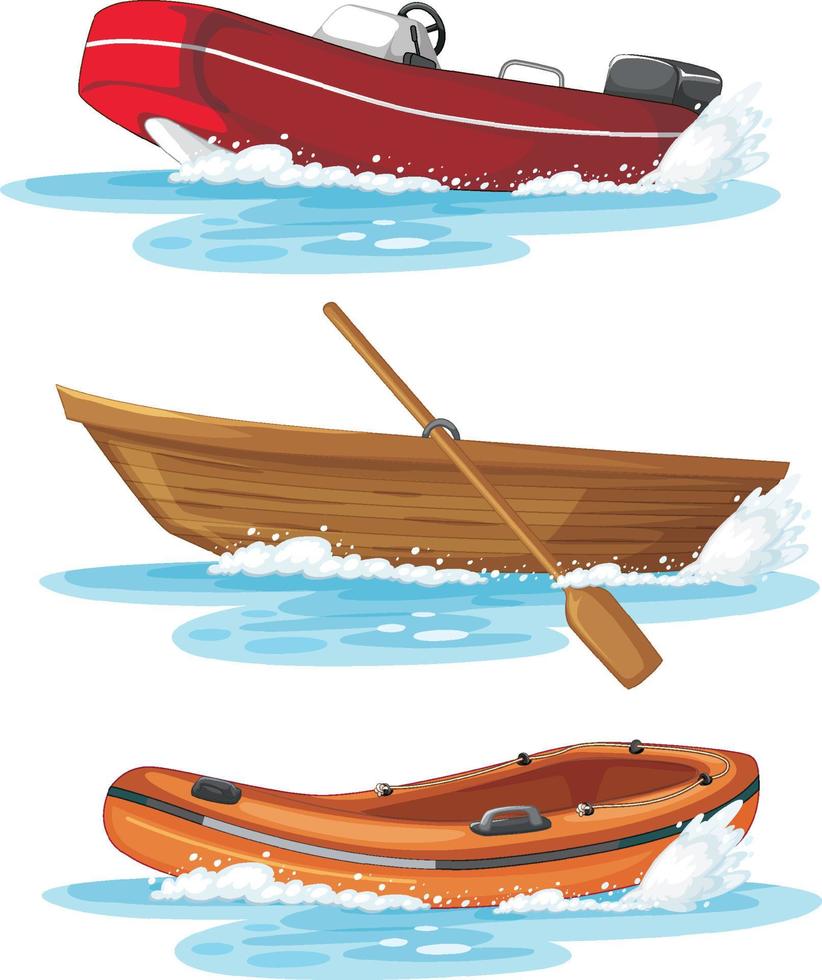 Set of different kinds of boats and ships isolated vector