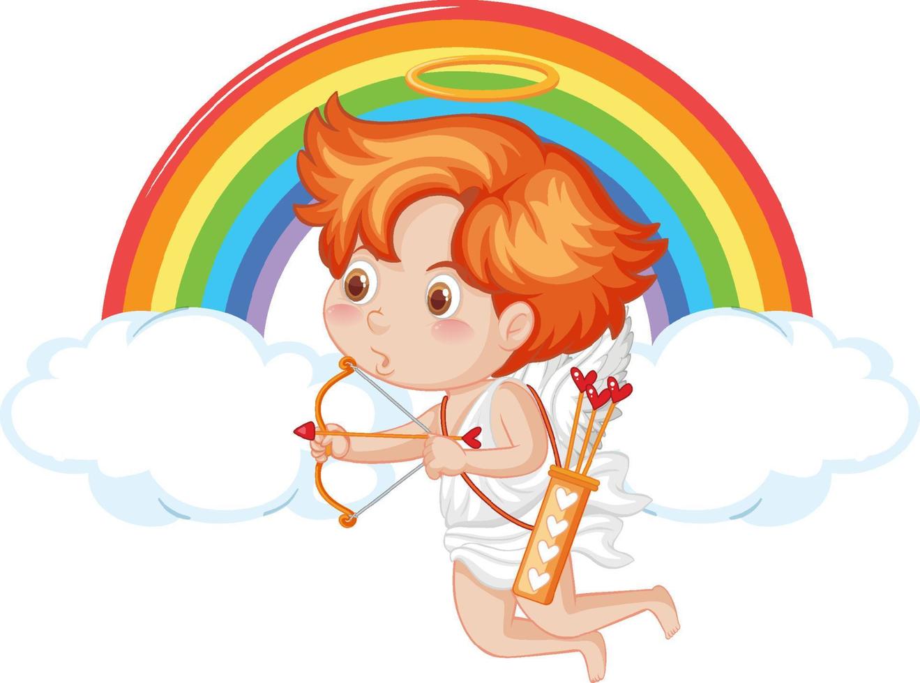 Angel boy holding bow and arrow cartoon character vector