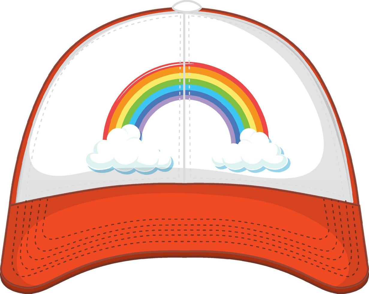 una gorra naranja con un patrón de arcoíris vector