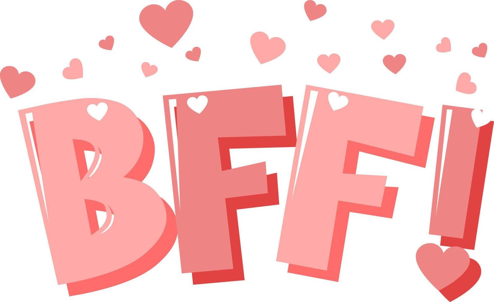 BFF or best friend forever lettering on white background vector