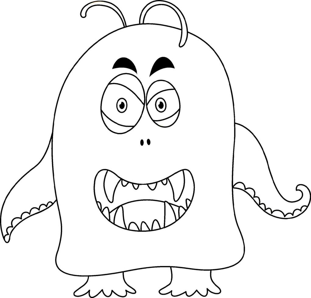 Black and white doodle character vector