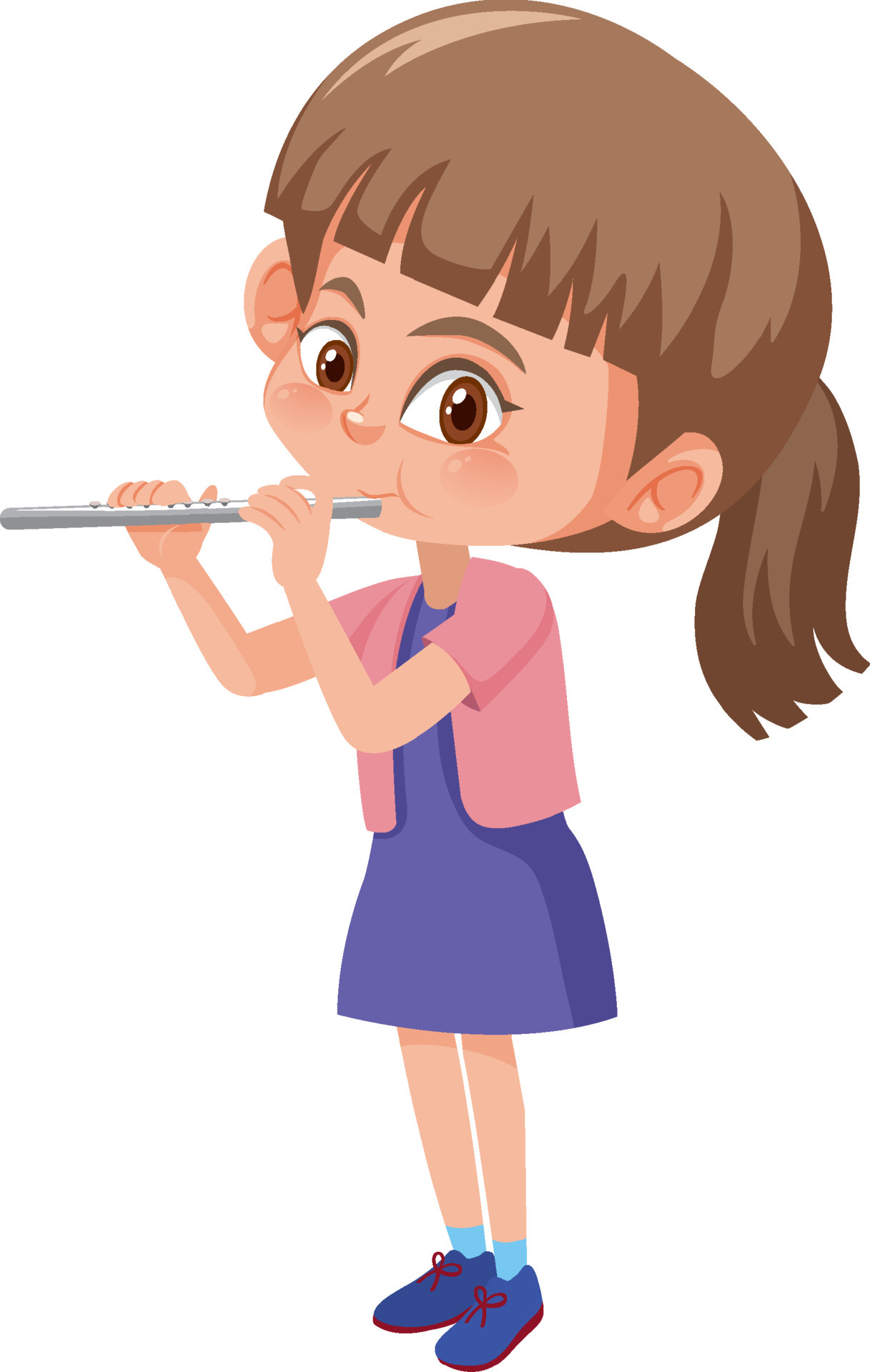 Cute girl playing flute 6159397 Vector Art at Vecteezy