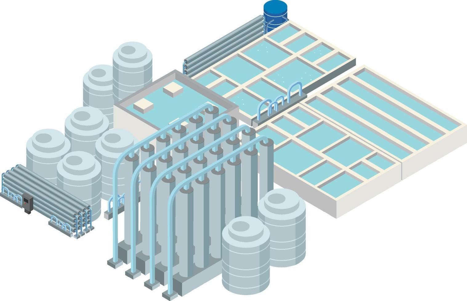 Isometric industrial area of desalination plant vector