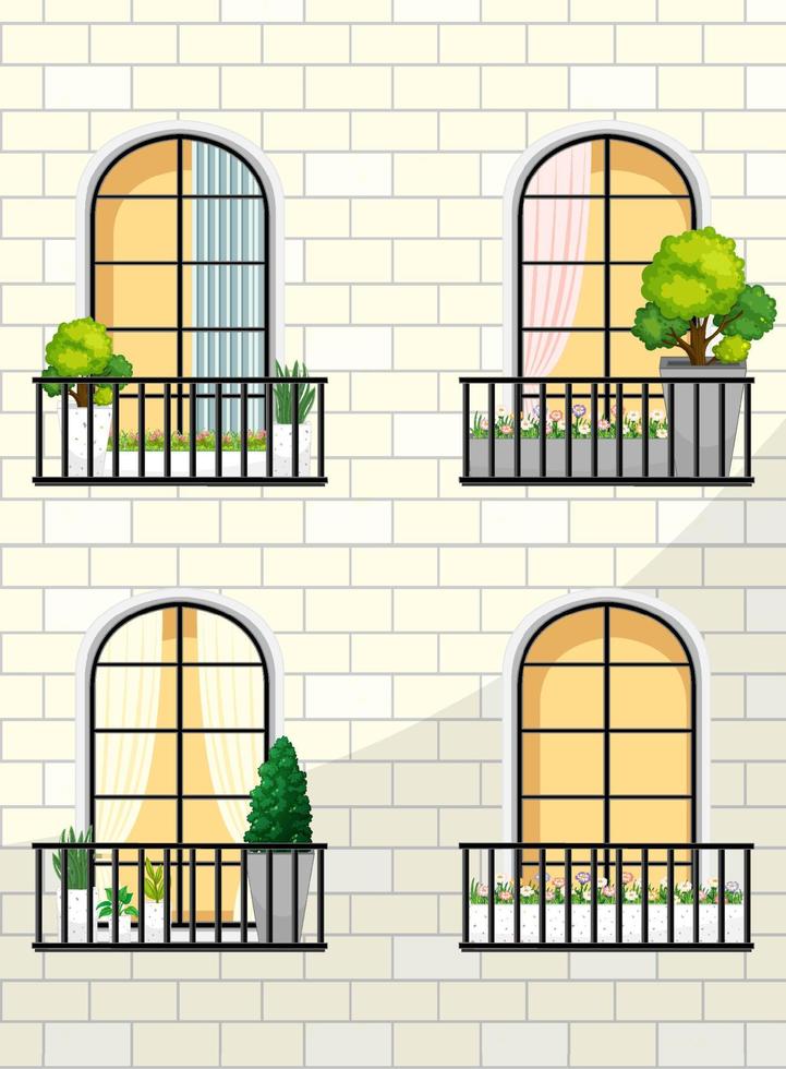 Apartment building balcony facade vector
