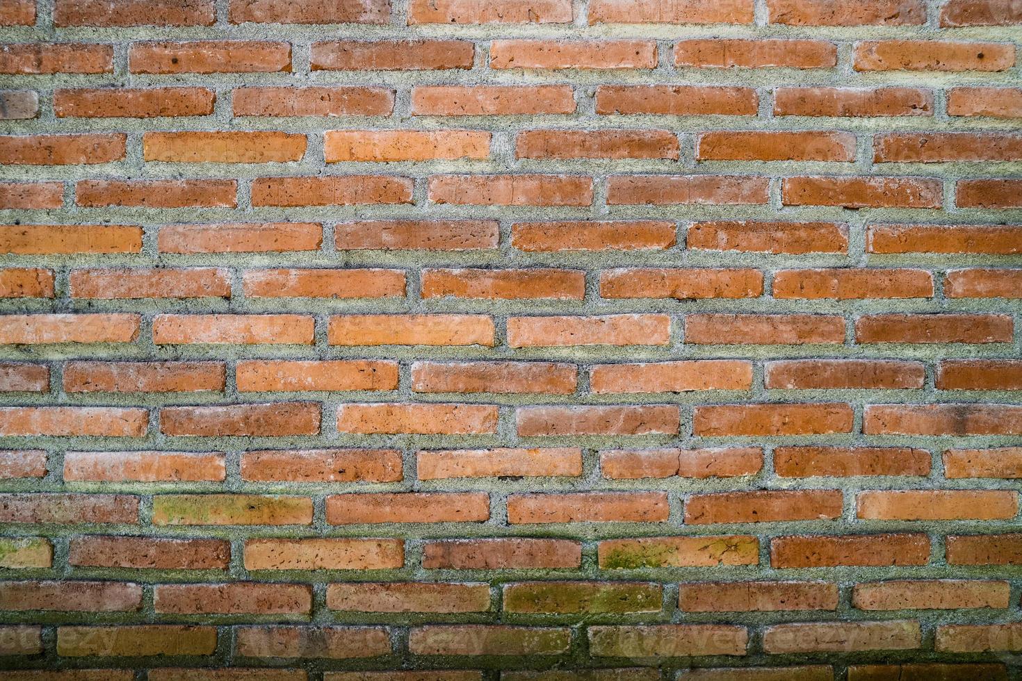 Old grunge dirty brick wall surface. Abstract tiled brick work background and pattern. photo