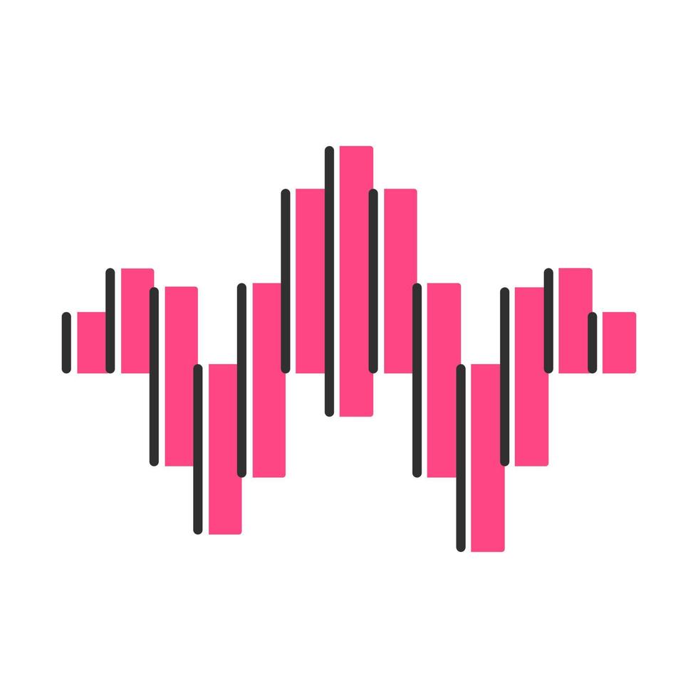 icono de color de onda rosa de sonido dj. banda sonora tocando de forma abstracta. canción, melodía, pista de música soundwave. forma de onda geométrica de audio. frecuencia estéreo. discoteca, logo de fiesta. ilustración vectorial aislada vector