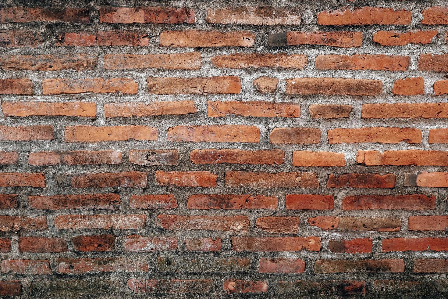 Old grunge dirty brick wall surface. Abstract tiled brick work background and pattern. photo