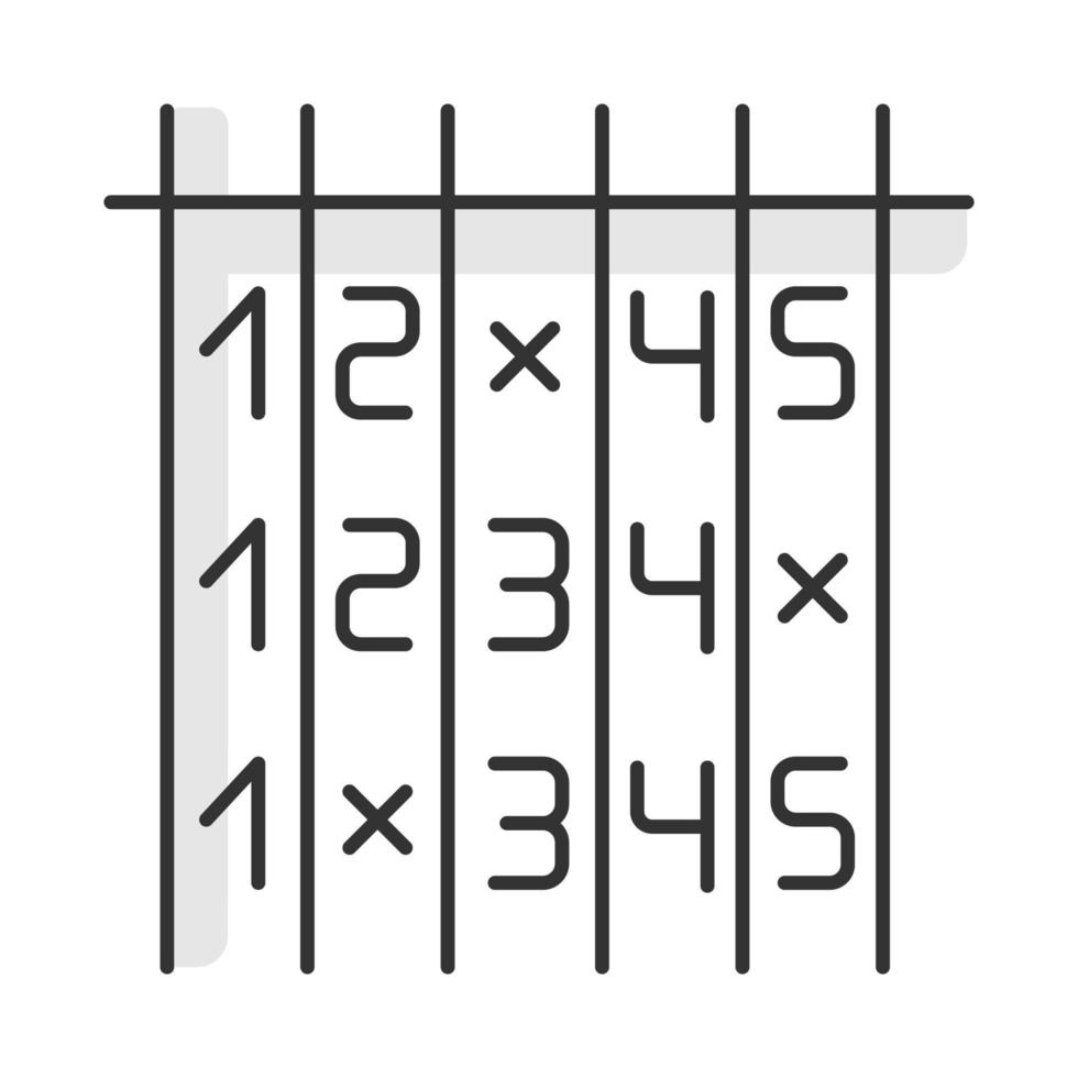 Survey data color icon. Information analysis. Number in list. Choose figure. Digit matrix. Select option. Pick answer. Testing, examination. Questionnaire. Isolated vector illustration