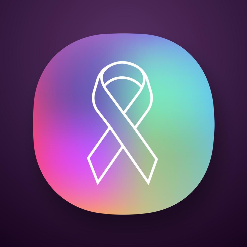 Awareness ribbon app icon. Public awareness to disability, medical conditions, health. Short piece ribbon folded in loop. UI UX user interface. Web or mobile application. Vector isolated illustration