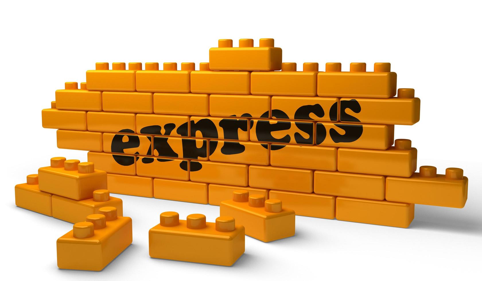 express word on yellow brick wall photo