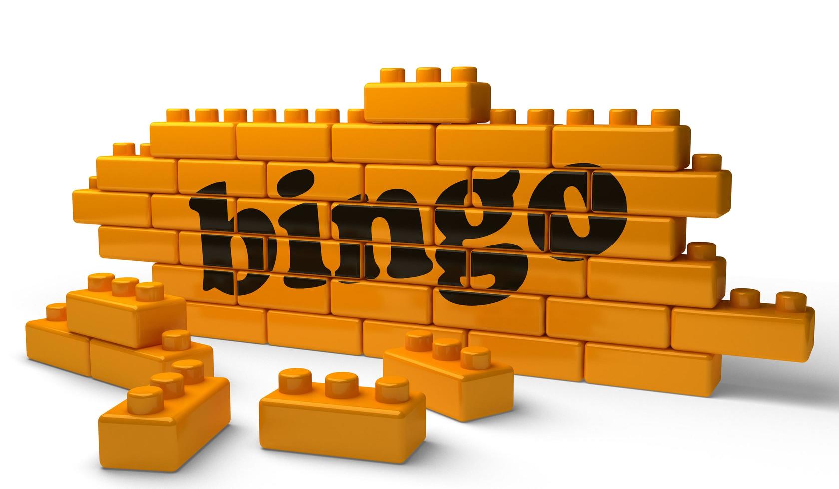 bingo word on yellow brick wall photo