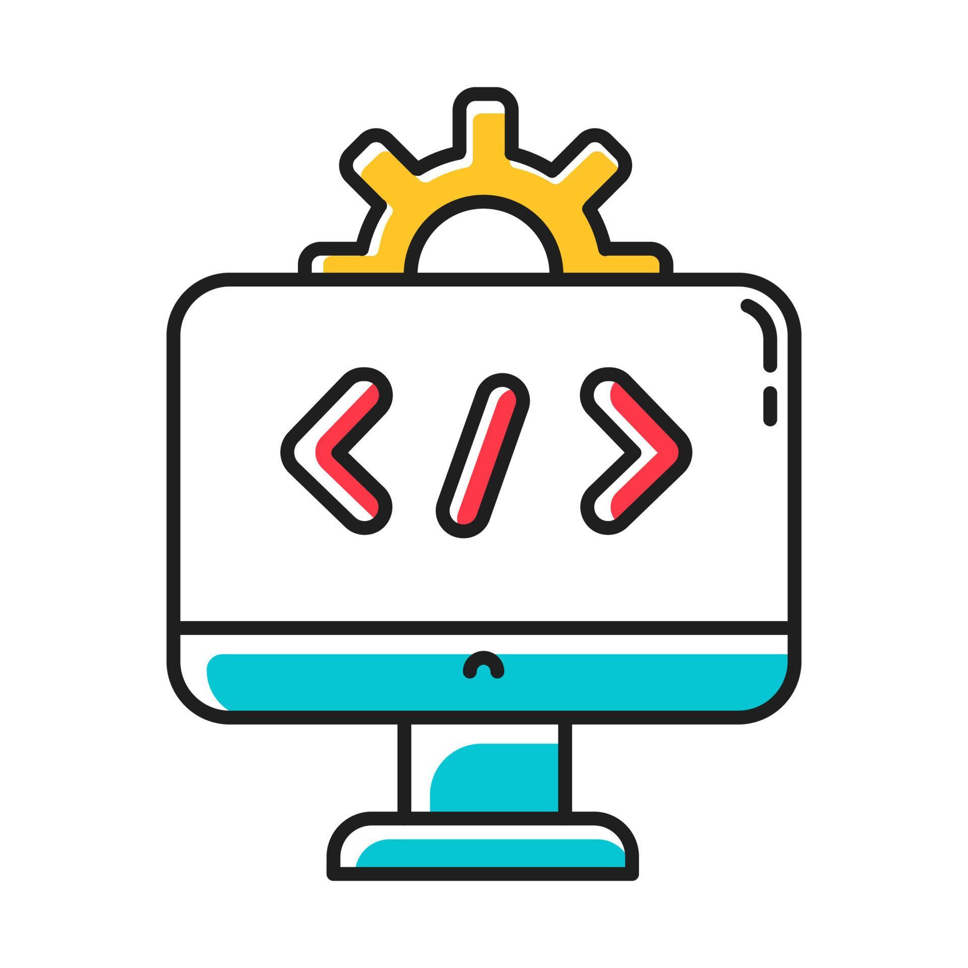 Software industry color icon. Information technology sector. Computer ...