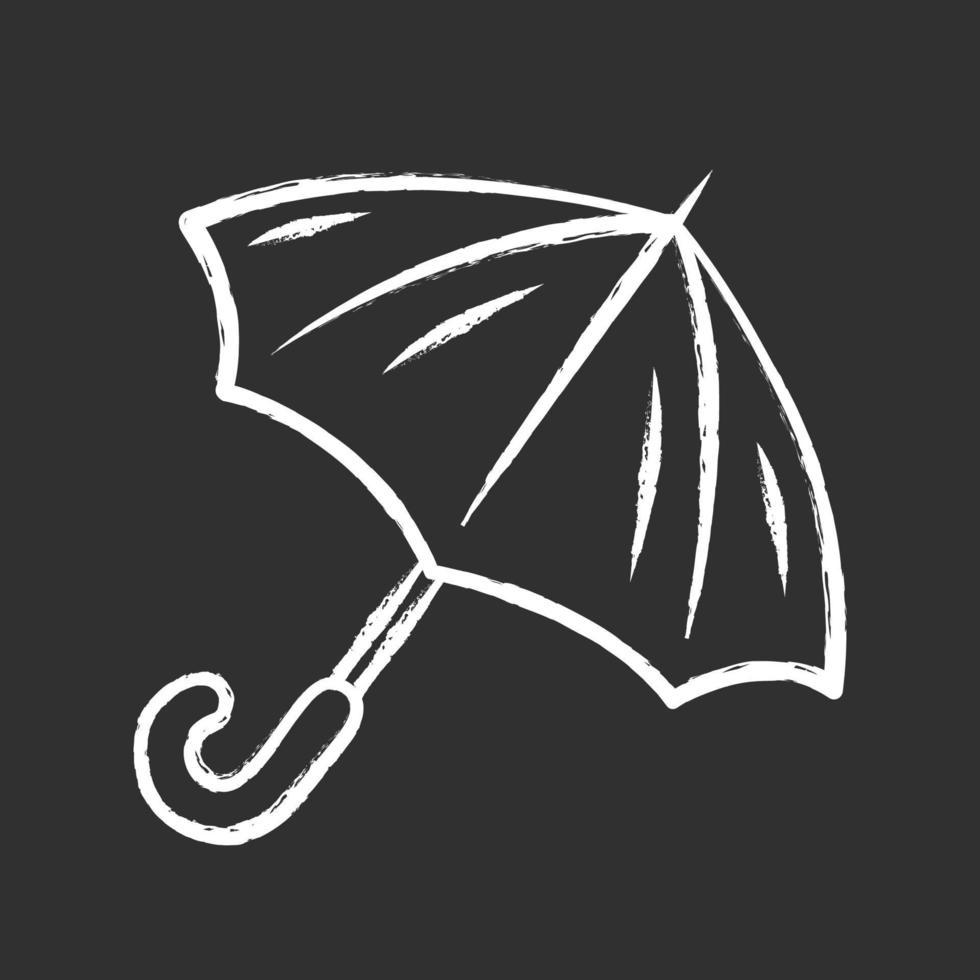 Opened umbrella chalk icon. Bad, rainy, stormy weather water protection. Fashionable travel accessory. Carryon sunshade, parasol. Convenient trip equipment. Isolated vector chalkboard illustration