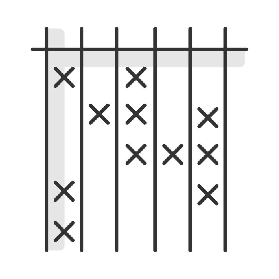 Survey data color icon. Cross mark on checklist. Info analysis. Chart and graph. Answer paper poll. Evaluation list, assessment document. Answer blank. Questionnaire form. Isolated vector illustration