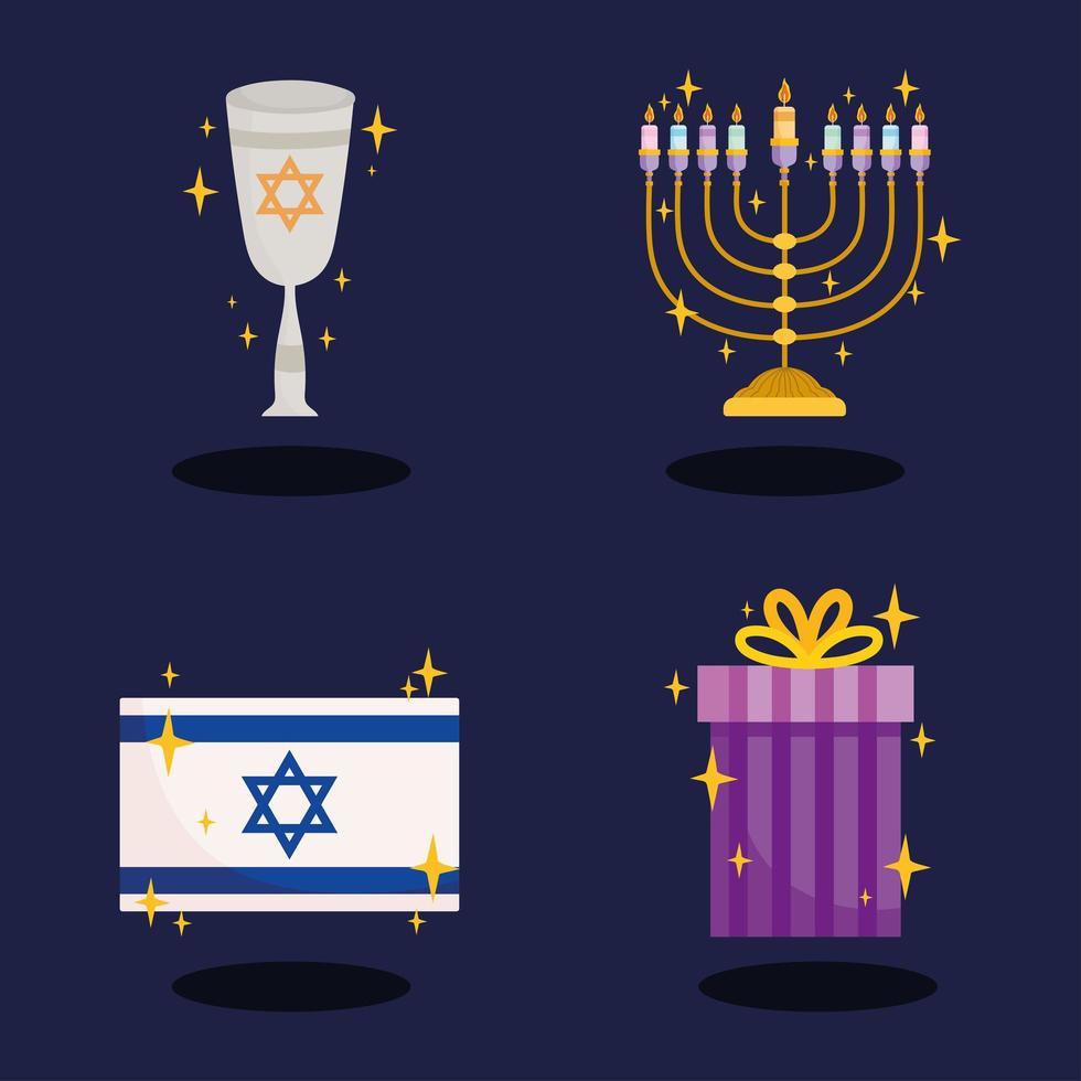 hanukkah icon set vector