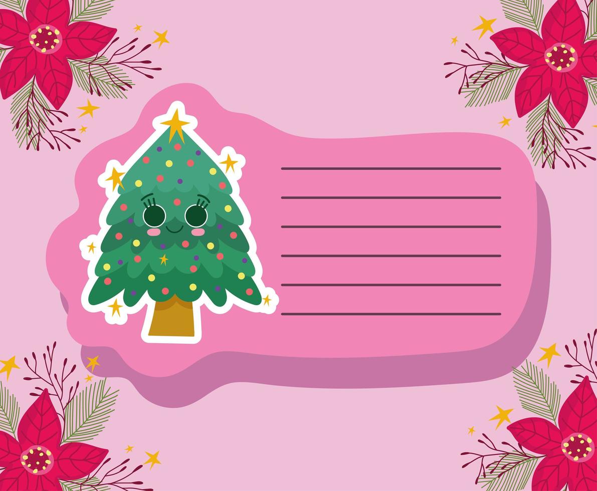 christmas tree cute card vector
