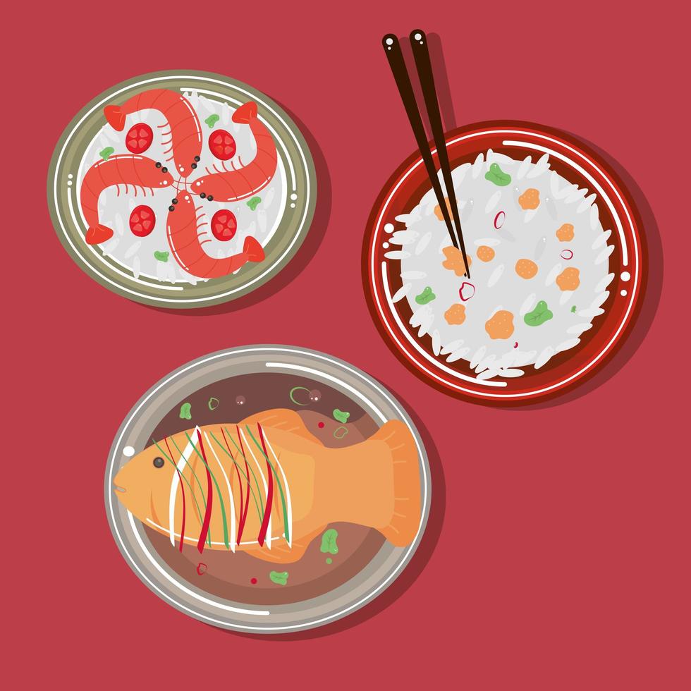 chinese food seafood vector