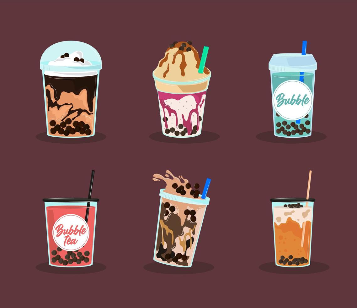 icons sweet bubble tea vector