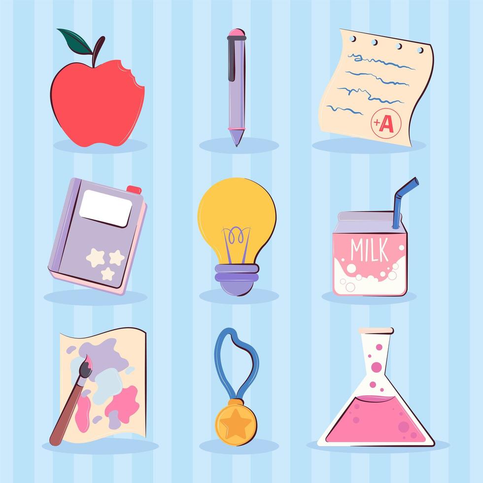 set school supplies vector