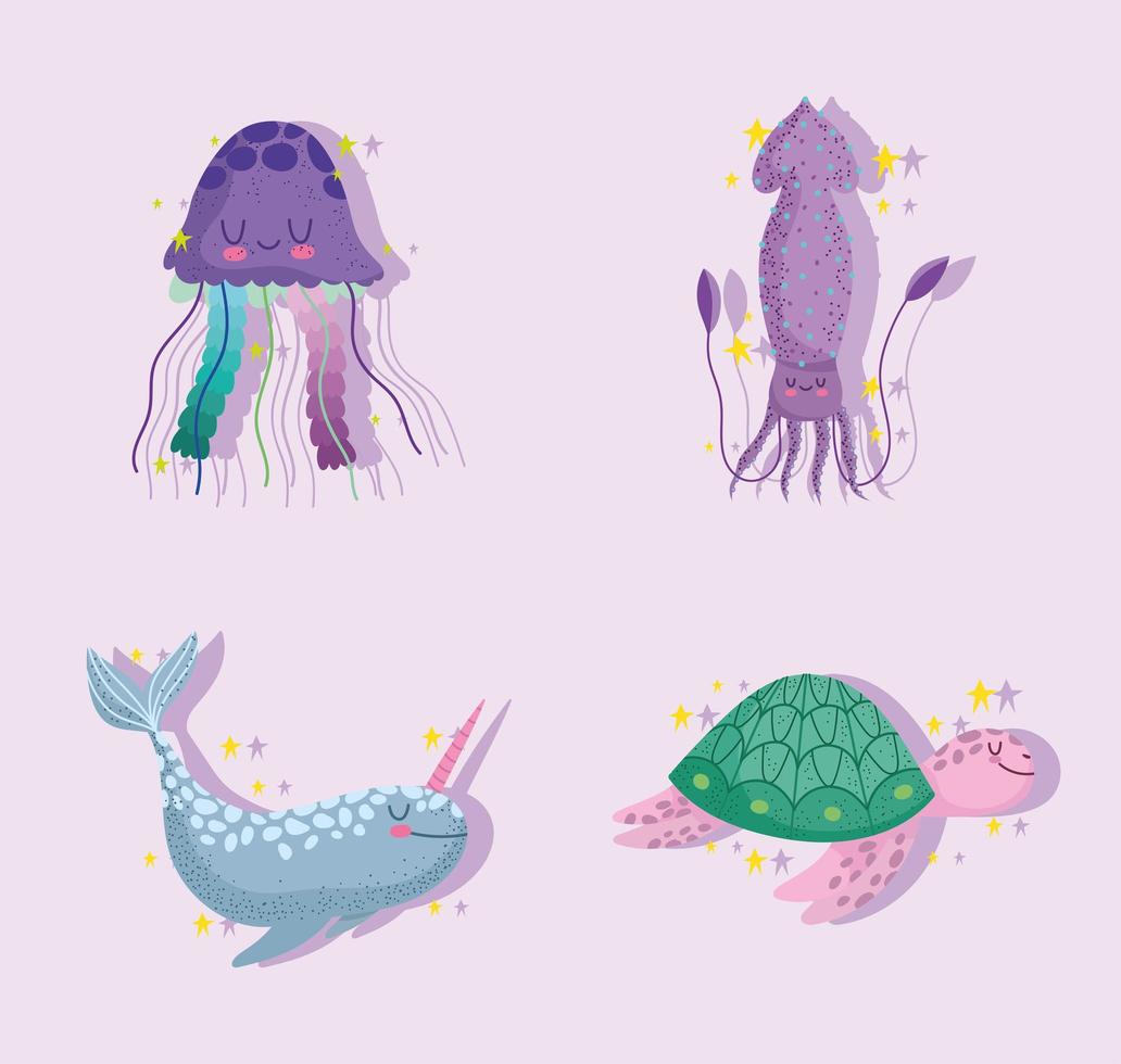 undersea animals cartoon vector