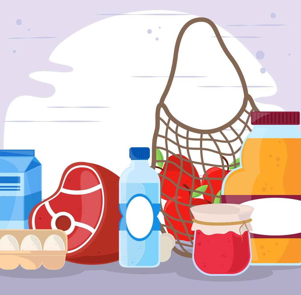 various groceries fresh vector