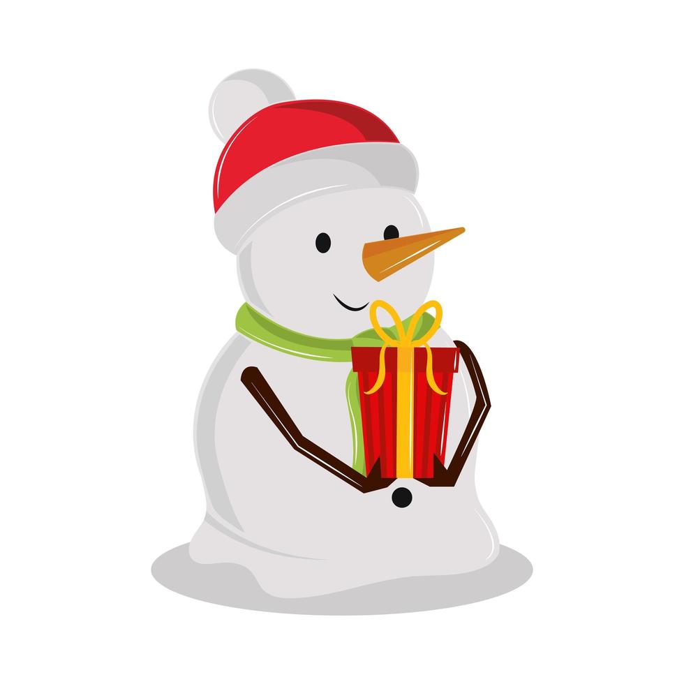 snowman with gift vector