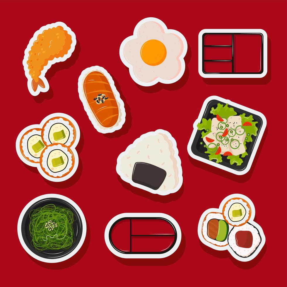 set of japanese food vector