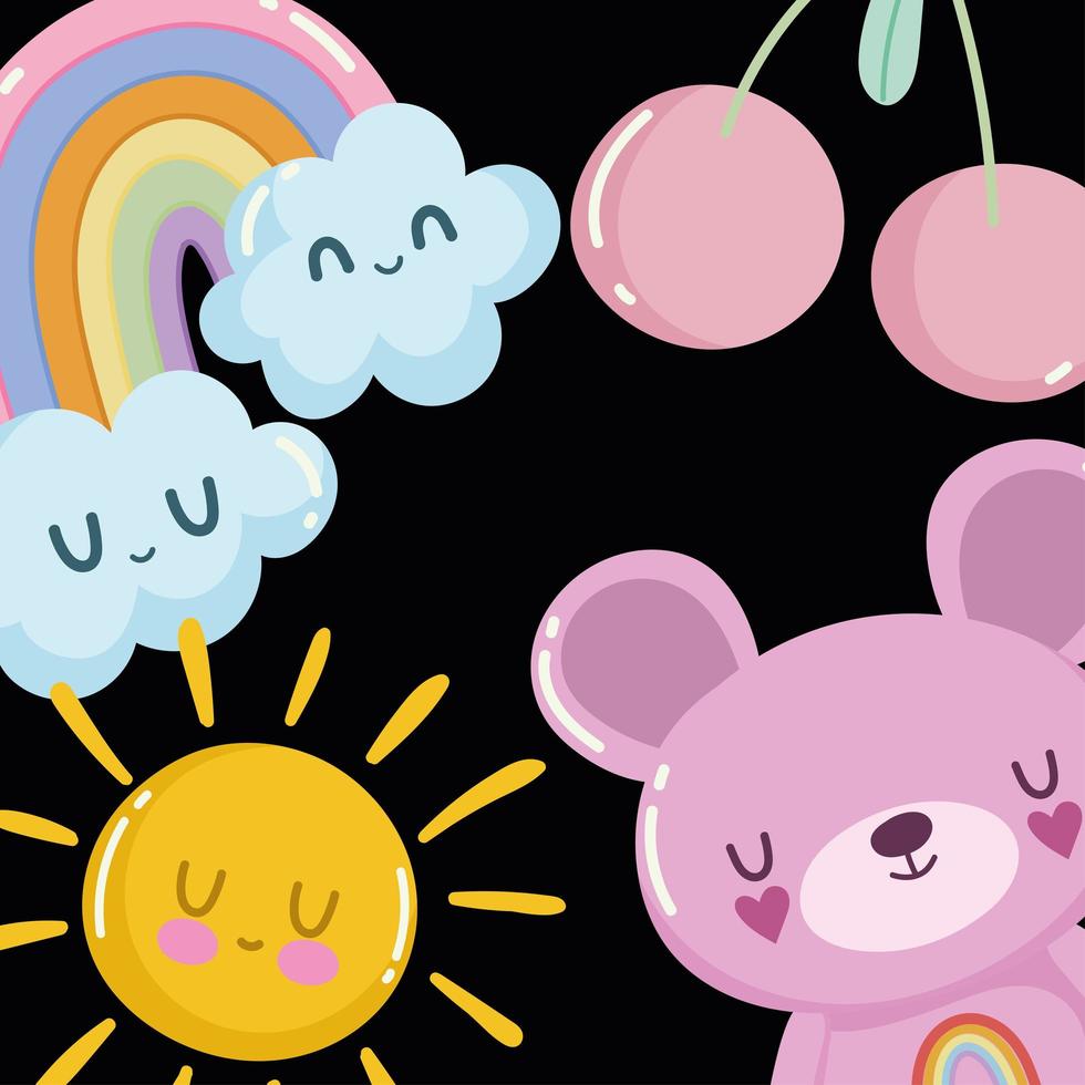 cute bear and rainbow vector