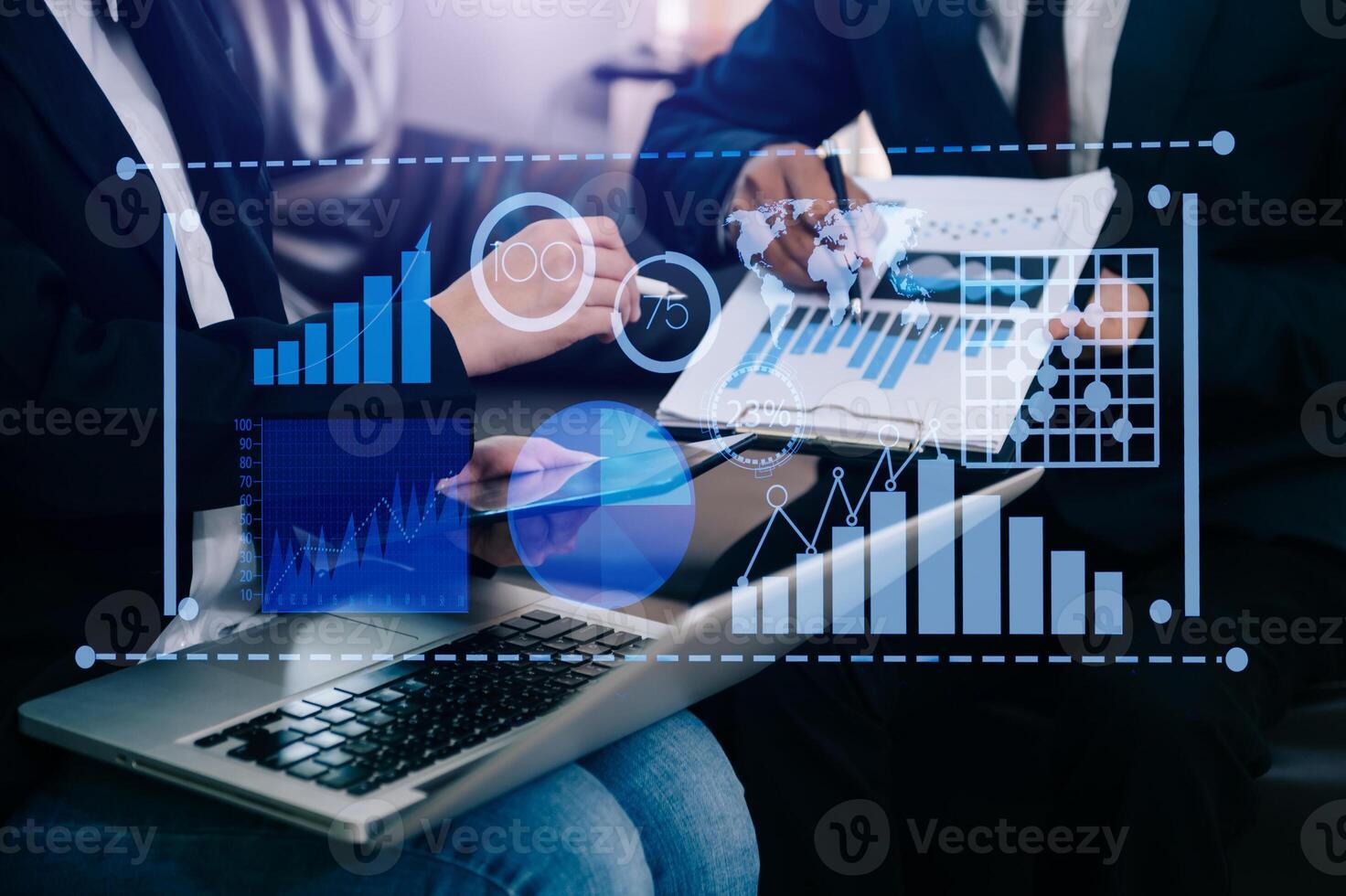 Data Management System with Business Analytics concept. photo