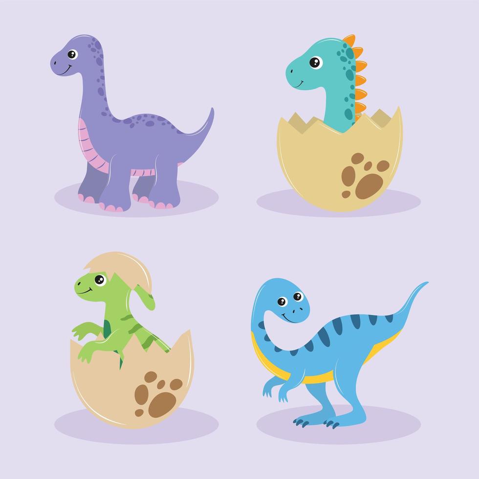 iconos de dinosaurios bebé vector