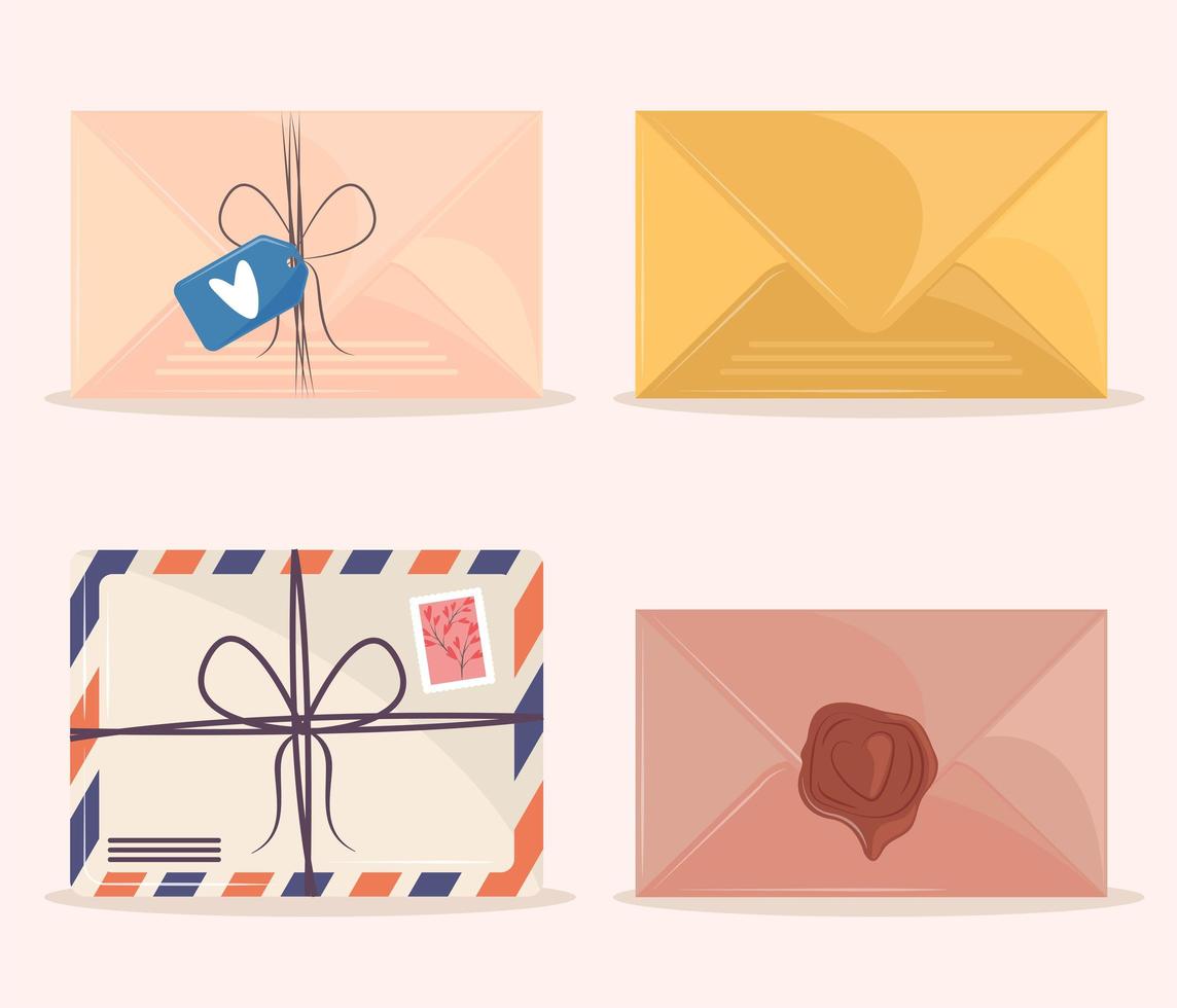 icons collection postal mail vector