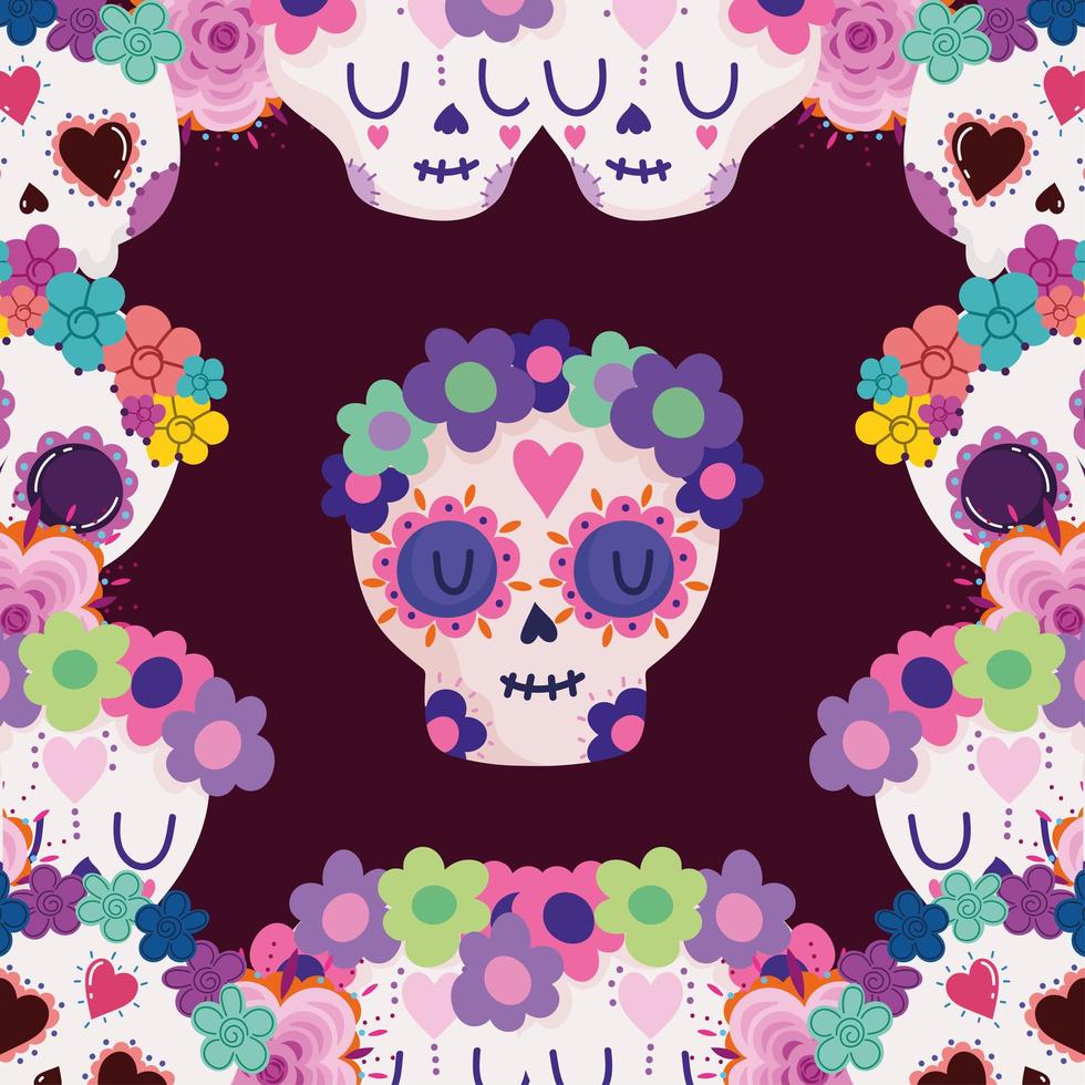 skulls with flowers mexican 6161962 Vector Art at Vecteezy