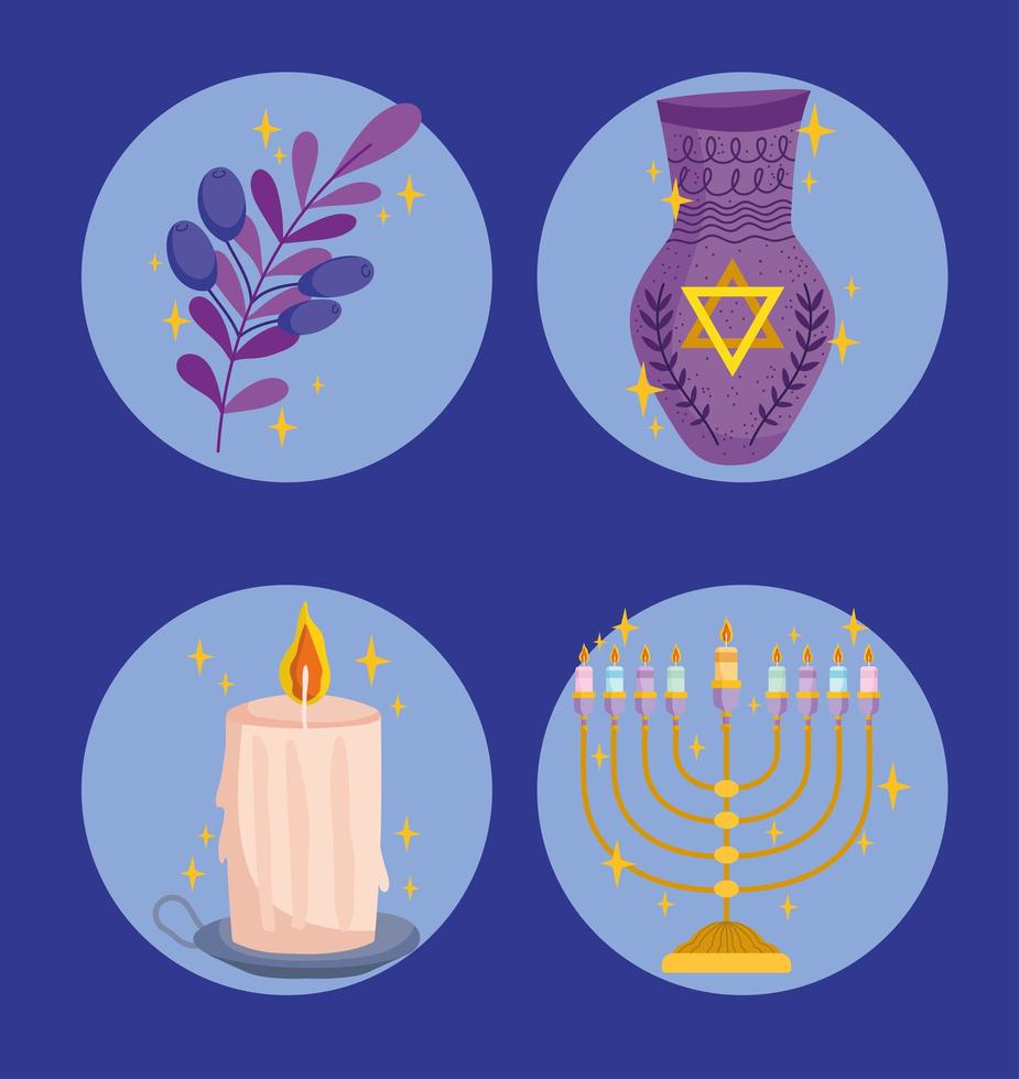 icons hanukkah tradition vector