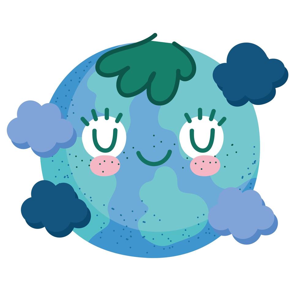 cute world and clouds vector