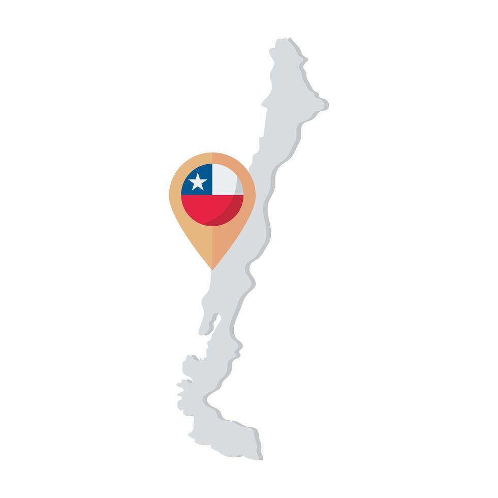 mapa y bandera de chile vector