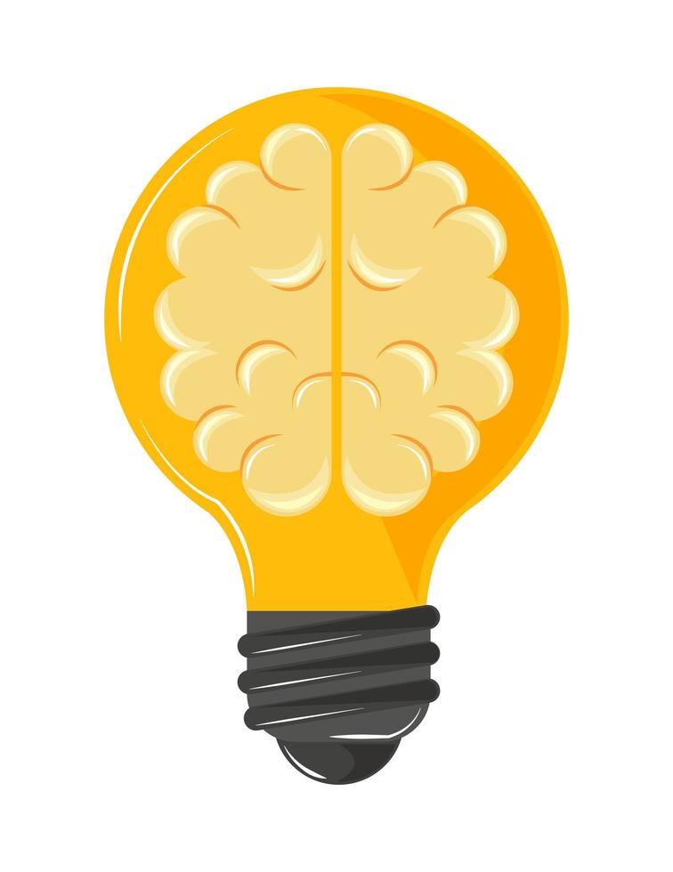 brain inside a bulb vector