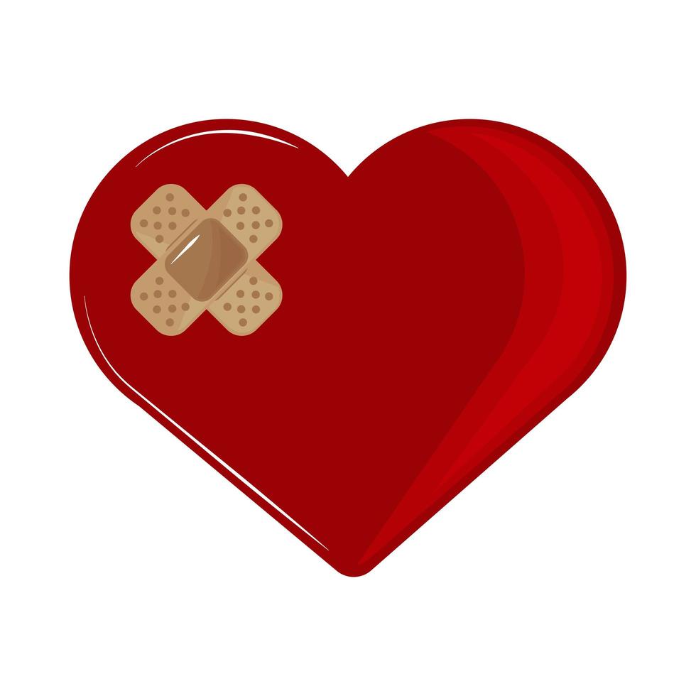 corazón con vendaje médico vector