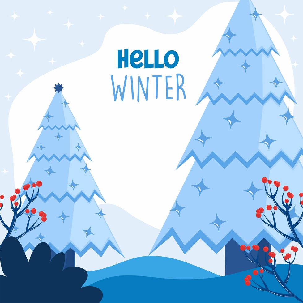 hello winter card vector